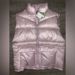 pink puffy vest